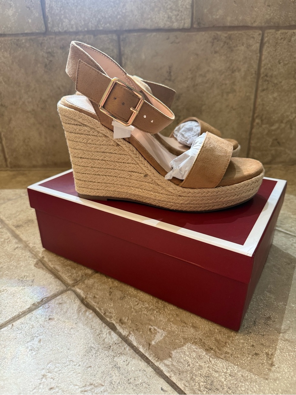 Wedge Espadrille Sandals in Tan